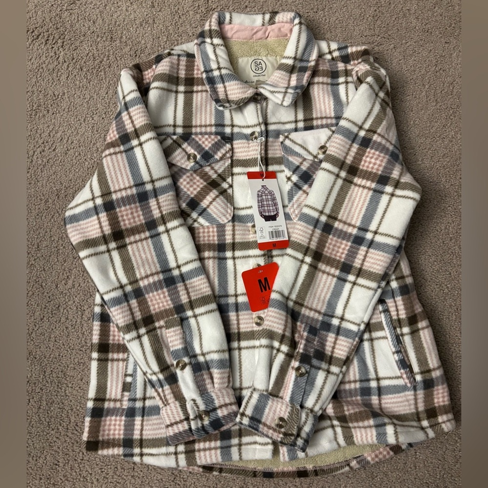 Sage Collective Flannel Button Down Jacket